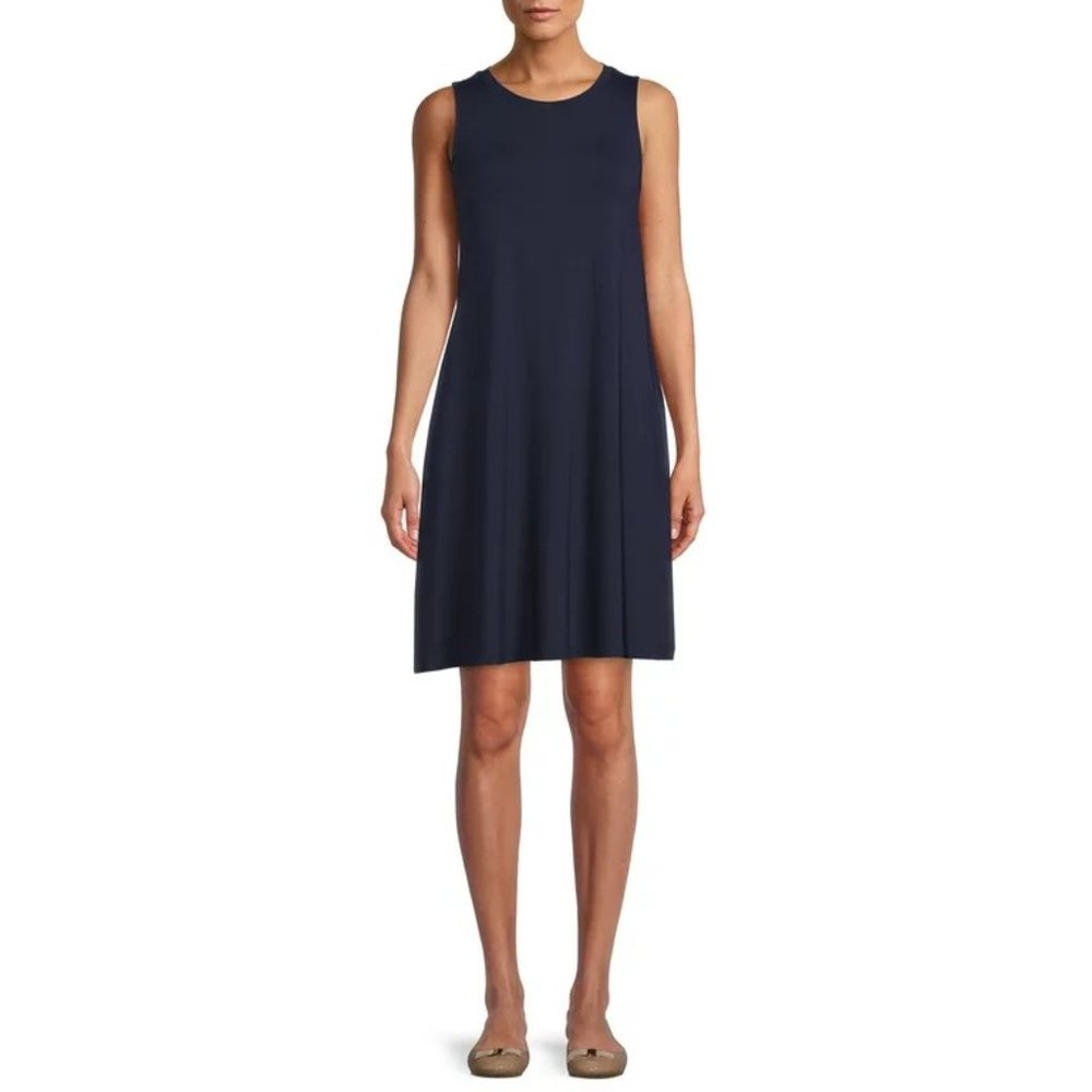TIME AND TRU women's navy blue sleeveless knit dress size S (4-6) w-107